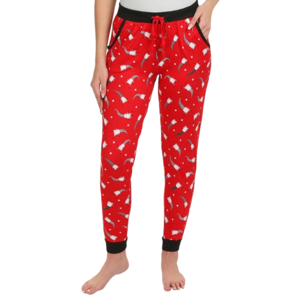 Pillow Talk Fleece Loungewear Christmas Gnome Pajama  Pocketed Jogger Pants NWT